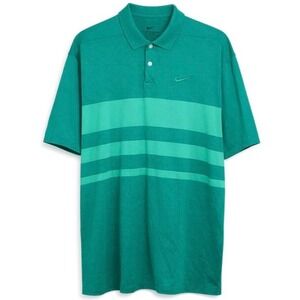 Nike Polo Shirt Mens 2XL Dri-FIT Vapor Striped Green Athletic Golf BV0474-370